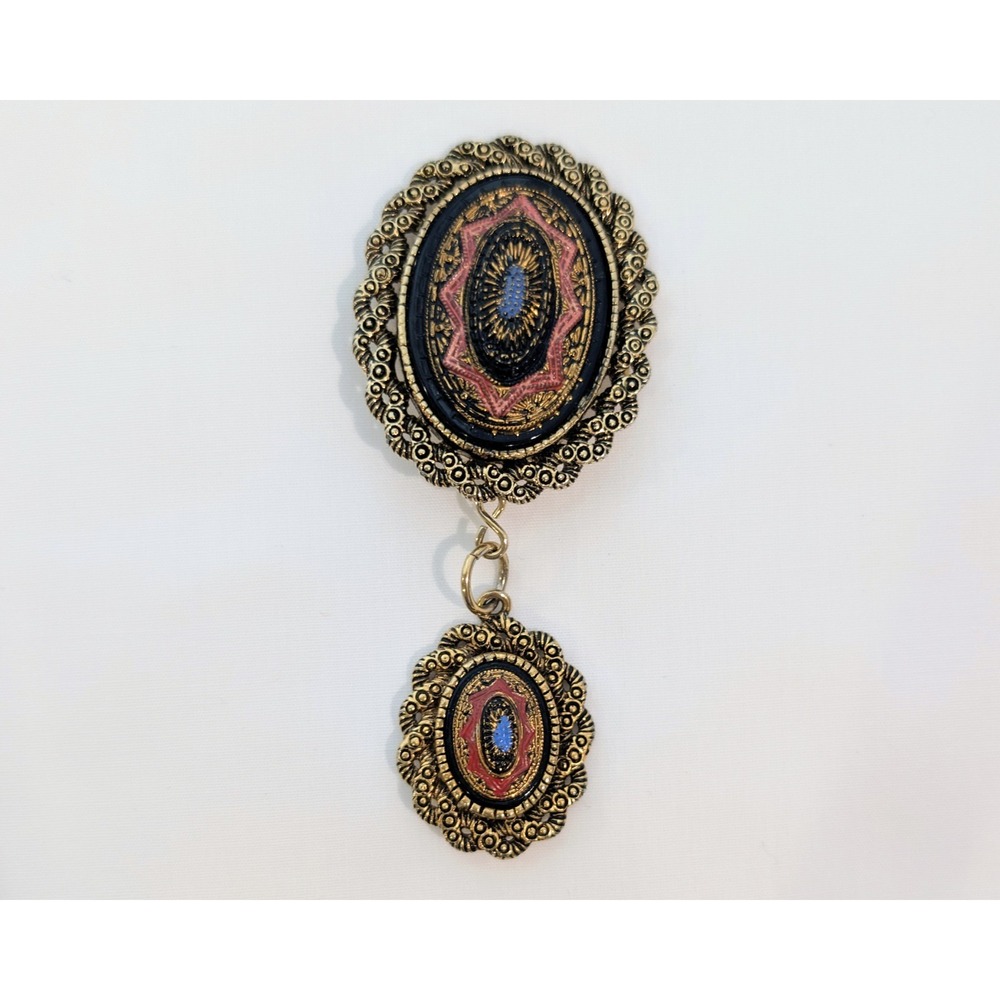 Vintage Sarah Coventry Victorian Revival Convertible Brooch Pendant Gold LT97